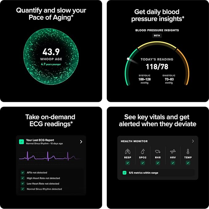 WHOOP 5.0/MG Activity Tracker - 12 Month Membership - Health and Fitness Wearable – 24/7 Activity and Sleep Tracker, Personalized Coaching, Menstrual Cycle Insights – 14+ Days Battery Life